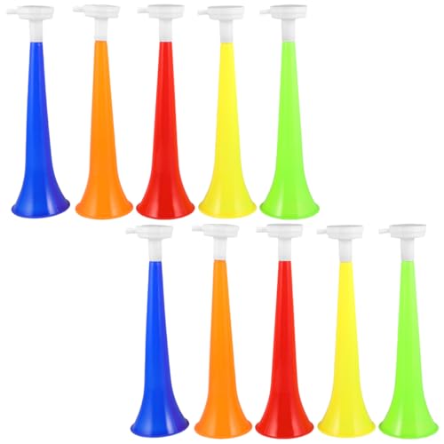 LIOOBO 10pcs Stadium Horns 11" Plastic Noise Makers for Football Games, Loud Cheering Horns for Sports Events, Crowd Noise for Parties, Parades, Graduation, Celebrations