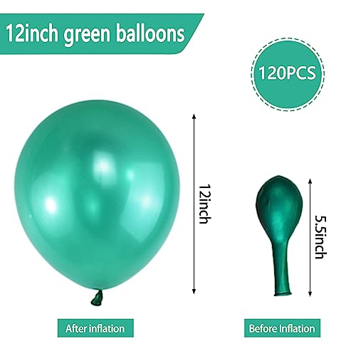 Image of 120 Pack Pearl Green Balloons, Bright 12 inch Royal Green Latex Party Balloons for Birthday Wedding Baby Shower Halloween.