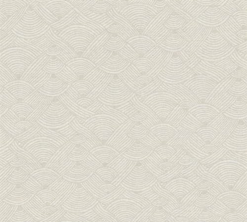 Profhome Papier peint graphique 387425-GU papier peint intissé (TNT) beige blanc taupe 0,53 m x 10,05 m / 5,33 m2