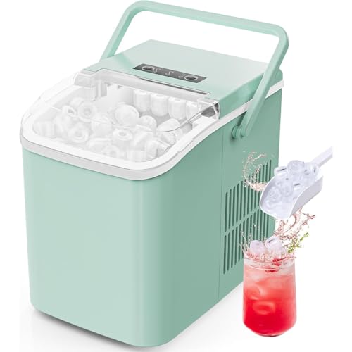 Sweetcrispy Countertop Ice Maker with Scoop, Basket and Handle, Portable