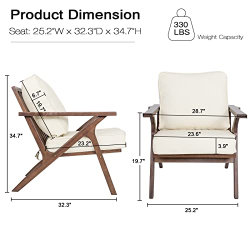 Okeysen Accent Chair Mid Century Modern Chair,Comfy Leather Upholstered Armchair With Wood Frame And Removable Cushions, Side Reading Arm Chair Recliner Lounge Chairs For Bedroom, Living Room #TOP1