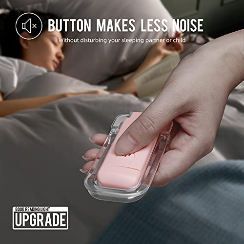 Image of EGWASER Book Light for Reading in Bed, USB Rechargeable Clip on Book Lights, 3 Brightness Adjustable Dimmable Bookmark Light for Eye-Protection, Reading Lamp for Bookworms, Travel (2-Pack Pink)