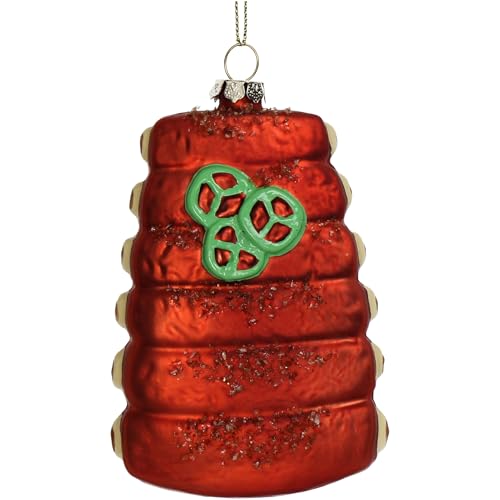 Christbaumschmuck Glas 10,7cm - Grill Rippchen Figur zum Aufhängen -...
