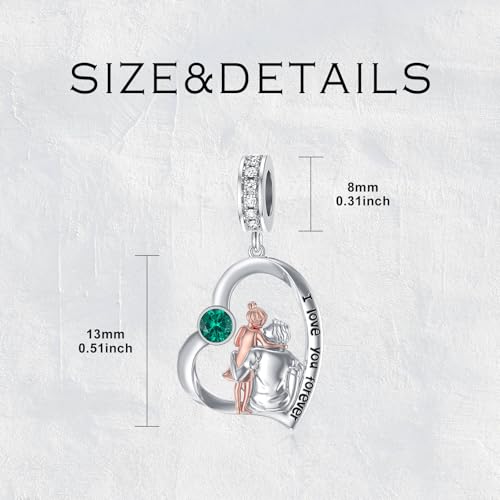 Image of PROESS Father Mother Daughter Charm fit Charms Bracelet Sterling Silver Charms for Bracelets Birthday Valentines Day Gifts for Daughter Mother Lover