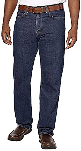 Kirkland Signature Men's 5 Pocket Jeans, New Relaxed Waist, Dark Blue, 40x32
