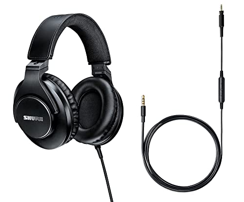 Image of Shure SRH440A Over-Ear Wired Headphones Bundle with RMCH1-UNI Communication Cable with Microphone and 3-Button Control, for Monitoring & Recording, Adjustable & Collapsible Design - 2022 Version