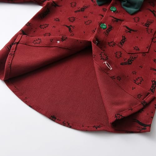 Image of Christmas Toddler Kids Boys Gentleman Clothing Sets Long Sleeve Cartoon Bowtie Shirts+Suspenders Pants Suits
