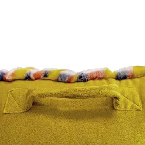 Bytide Do-It-Yourself Multi Jacquard Rabbit Faux Fur Backrest Reading Bed Rest Pillow With Arms For Sitting In Bed, Removable Cover & Filling Seprated Set, Need Assembly, 20" X 18" X 17", Orange Multi #TOP5