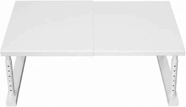 Adjustable Expandable Cabinet Storage Shelf Sturdy Metal Stackable Rack Maximize Vertical Space For Home OrganizationWhite,L27-42cm*W42cm*H35-50cm