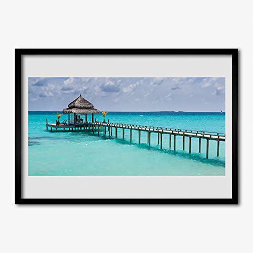 Affiche encadrée 70x50 cm cadre en MDF photo de mer premium