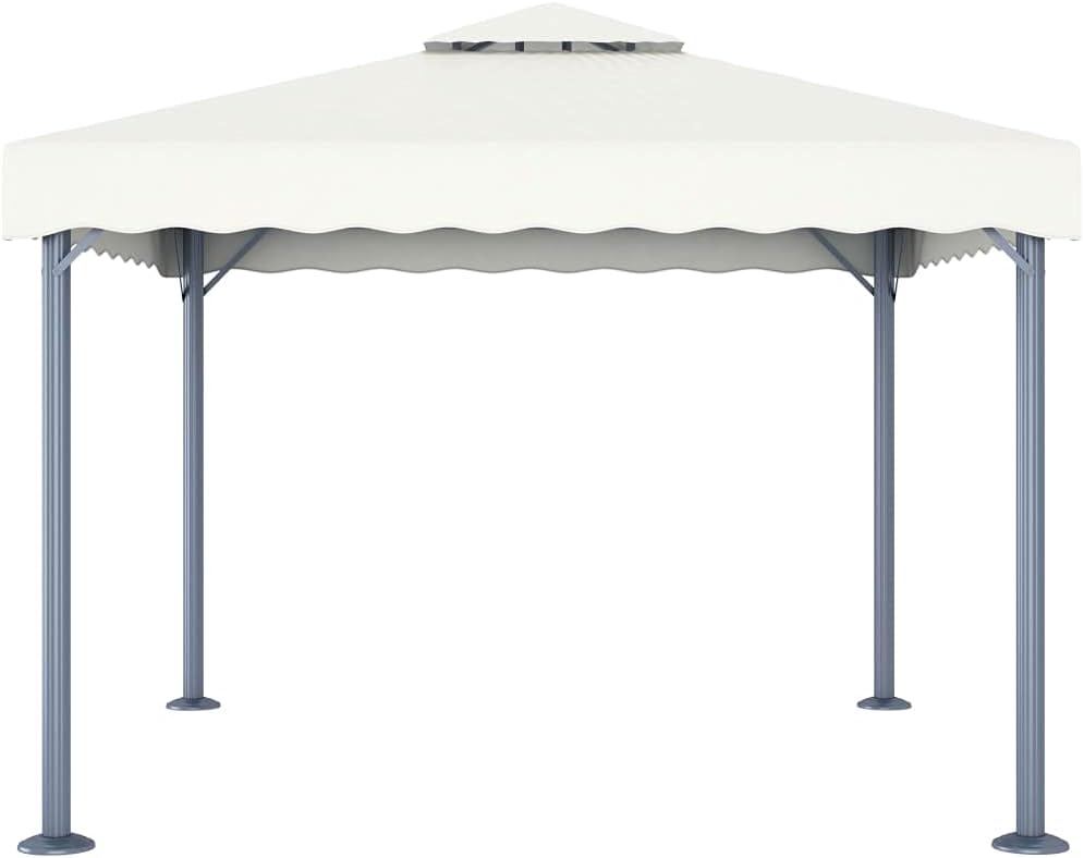 vidaXL Gazebo, Canopy Tent with Double Roofs, Patio Pavilion with Steel Frame, Wedding Party Tent for Garden Backyard Beach, Cream Aluminum