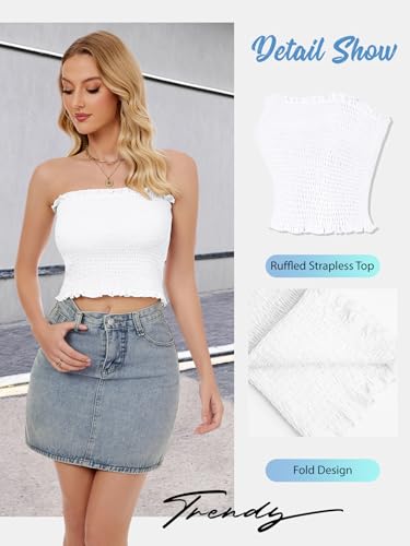 Womens Tube Top Summer Strapless Crop Tops Basic Tank Casual Sleeveless Shirt2