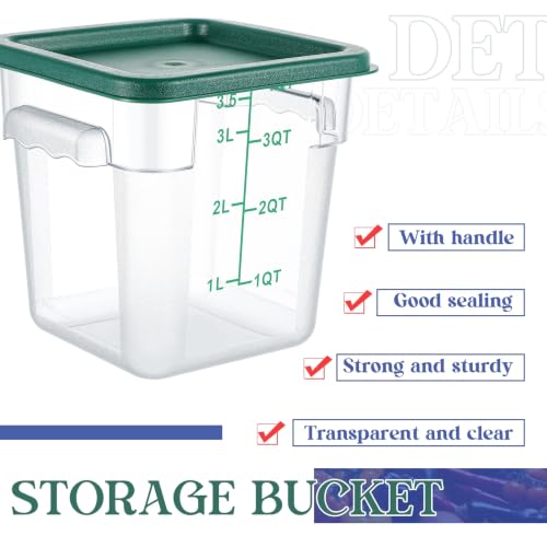 Image of Ziliny 8 Set Square Food Storage Containers with Lid Contains 4 Pcs 6 Qt, 12 Quart and 4 Quart 2 Each, Clear Polycarbonate Commercial Food Storage Container Dough Proofing for Restaurant Home
