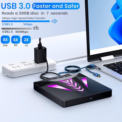 Unidad externa de disco para laptop 6 en 1 con USB y ranura para tarjeta miniatura 6