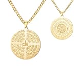 Dreamtimes Collar islámico Ayatul Kursi para mujeres y hombres musulmanes Colgante del Corán Allah Joyas Allah Ayatul Kursi Collar con caligrafía árabe Islam Regalos para el Eid y el Ramadán (Oro)