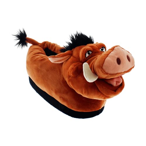 Happy Feet Slippers Officially Licensed Disney and Pixar Character and Figural The Lion King Pumbaa Slippers for Men, Women, and Kids, As Seen on Shark Tank (Small)