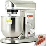 Gewerbliche Küchenmaschine, 5 l/7 l/10 l, mit Knethaken, Schneebesen und Rührbesen, Multifunktionsmixer für Pizza und Bäckerei, 3-stufiger elektrischer Teigkneter für Brot und Kuchen Silver-10L