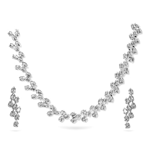 Image of Rubans Necklace Set Stylish American Diamond Zirconia Trendy Jewellery Gift for Women & Girls