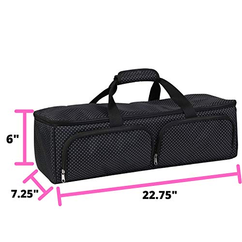 Everything Mary Die-Cut Machine Carrying Case, Black Polka Dot - Storage Tote For Cricut Air & Maker Brother, & Silhouette - Accessories Bag For Supplies, Weeding Tools, Pens & Vinyl #TOP4