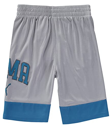 PUMA Boys' Core Essential Athletic Shorts (Medium, Light Heather Grey with Blue)2
