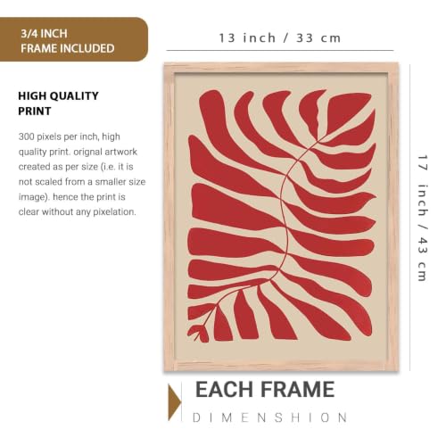 Image of kotart Home Decor Boho Painting Decorative Wall Art poster With Frame For Living Room Bed Room Hotel Wall Decor Digital Reprint Set of 3 (13X17 inch)