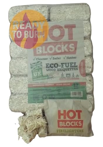 Hotblocks Wood briquettes - 12 Pack and 8 Firelighter waxlings