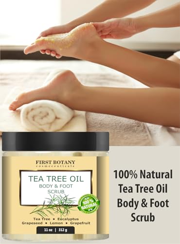 First Botany 100% Natural Tea Tree Oil Body & Foot Scrub with Salt - Best for Acne, Dandruff and Warts, Corns, Calluses, Athlete foot, Jock Itch & Body Odor - Thumbnail 2