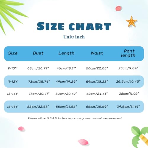 Patgoal Girls 3 Piece Bathing Suit Summer Racerback Top Bikini Swimsuit with Shorts Beach Tankini Sets4