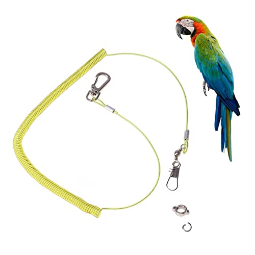 BESPORTBLE Adjustable Bird Leash Parrot Flight Harness Pet Leash Bird Harness for Parrot Strong Plastic Steel Wire Claw Ring Random Color