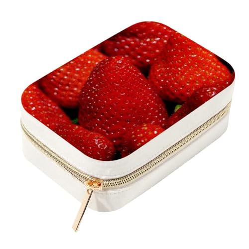Boîte à bijoux de voyage en velours rouge compartimentée pour bagues