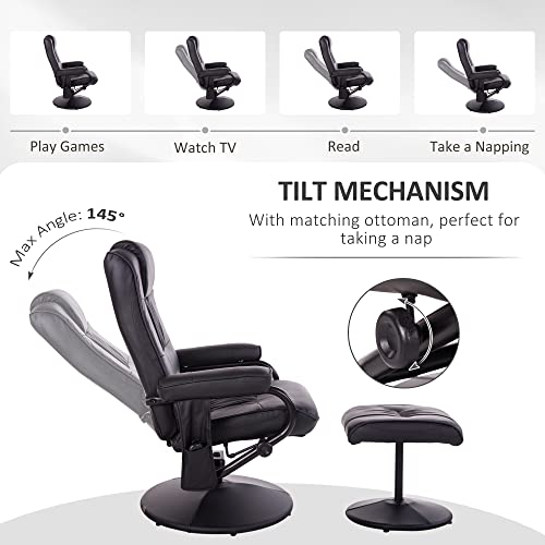 Homcom Massaging Faux Leather Recliner Chair And Ottoman Set, Swivel Vibration Massage Lounge Chair With Remote Control For Living Room, Bedroom, Or Office, Black #TOP5