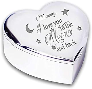 Mummy I Love You To The Moon And Back Silver finish Trinket Box Presents Ideas for Her my Birthday Christmas Mothers Day Gifts from son daughter