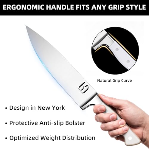 Image of Knife Set, 15 Pcs Kitchen Knife Block Set, Enduring Razor-Sharp Japanese High Carbon Stainless Steel Chef Knife Set with Block and Sharpener, Premium Knives Set for Kitchen, White Natural Wood
