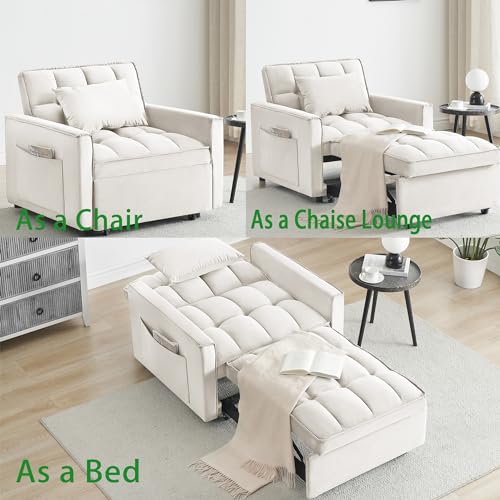 Sillón plegable terciopelo blanco cremoso miniatura 5