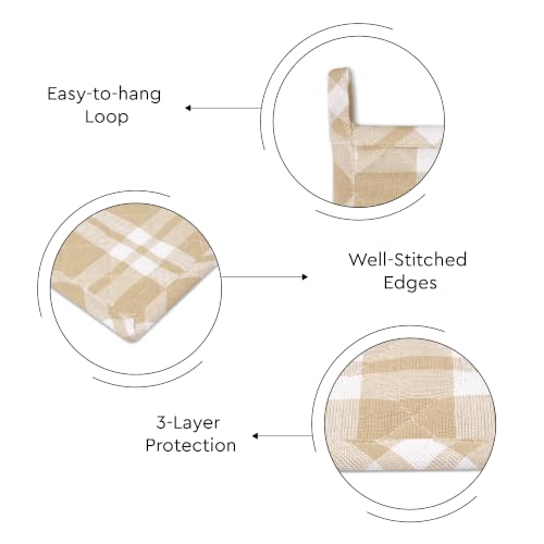 Image of Encasa XO Oven Microwave Pot Holders Trivets 21 cm (4 pc) for Kitchen Cooking & Baking - Heat Resistant, Thick & Safe, Protection of Hands from Hot Utensils, Grill, BBQ - Beige Combo