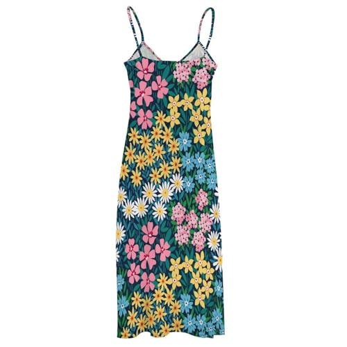 Robe maxi à fleurs colorées sans manches coupe fluide - 4