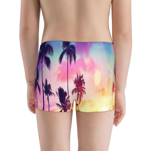 Boys' Cotton Boxer Brief Soft Underwear-Tropical Palm Tree At Sunset3
