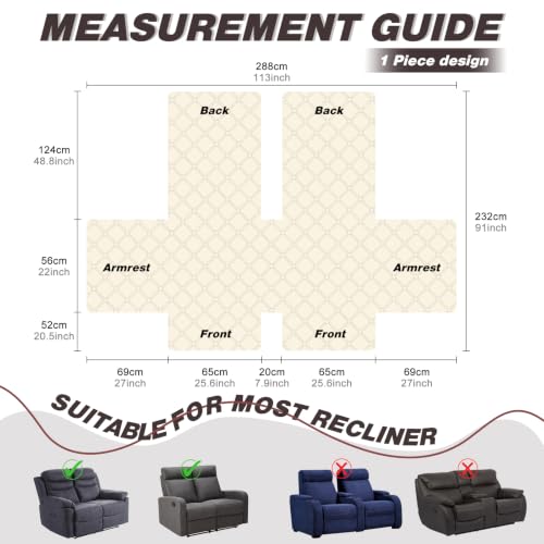 Image of TAOCOCO 100% Waterproof Loveseat Recliner Covers Reversible, Chocolate
