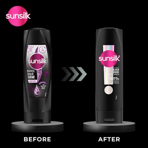 Image of SUNSILK Radiant Black Shine Conditioner, 180ml, for Smooth and Glass Shine Black Hair, with 5% VITA-GLOSS COMPLEX - 48hr Radiant Shine, Paraben-Free, Cruelty Free
