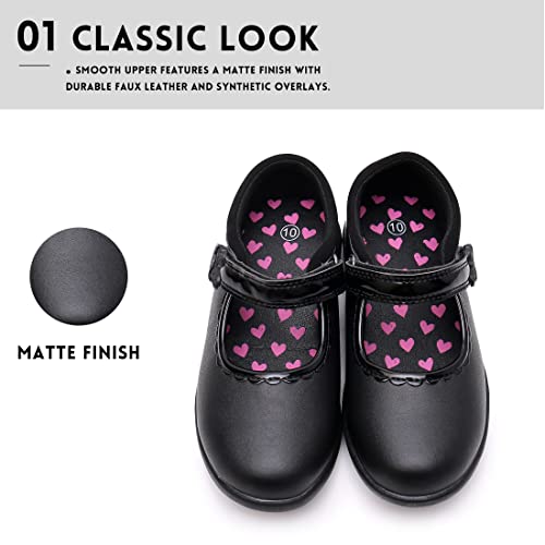 Girls Mary Jane Shoes, School Uniform Black Flat Dress Shoes(Toddler/Little Kid/Big Kid)2