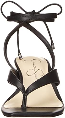 Jessica Simpson Sitelli Women's Faux Leather Ankle Wrap Heeled Sandal Black 7.5 | Image 1