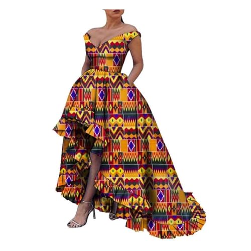 Image of iooiooi African Dresses for Women Party Robe Plus Size Print Dashiki Dinner Dress