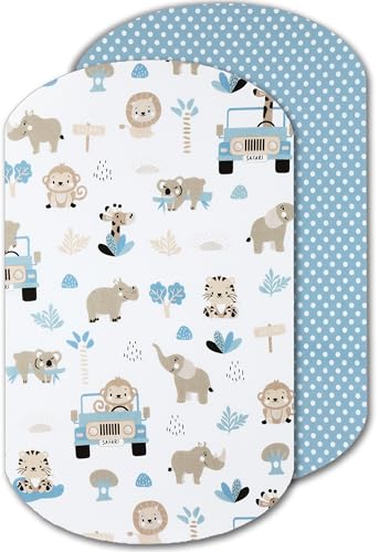 Sábanas Minicuna 100 Algodón Sabanas Minicuna Compatible Con Iora, Tori, Iora Air Y Sleepi Mini 60 X 80 Cm, Safari Azul