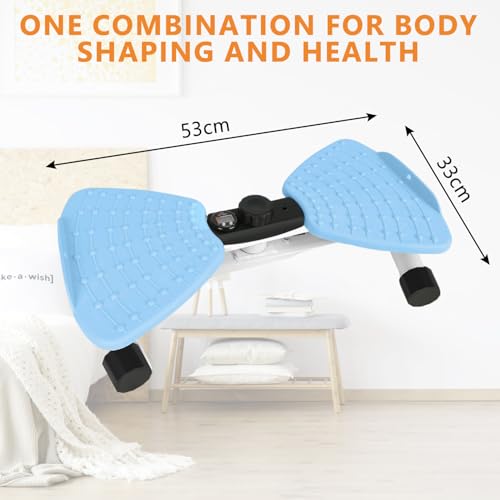 Twist Waist Machine mit Schrittzähler&Kordelzug, Balance Board Twister Drehscheibe Tragkraft 120kg, (Digital Display) Gewichtsverlust Bauchmuskeltraining Gleichgewichtstraining (Blau)