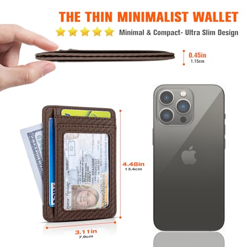 Image of GH GOLD HORSE Slim RFID Blocking Card Holder Minimalist Leather Front Pocket Wallet for Women