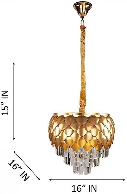 Image of BASLASH Gold Crystal 400mm Pineapple Chandelier Dining Room Chandelier Light fixtures Modern Chandeliers for Dining Room Small Pendant Light Fixture for Living Room Foyer Kitchen Island Entryway