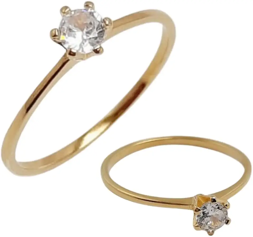 Anel Solitário Banhado a Ouro 18k Zirconia