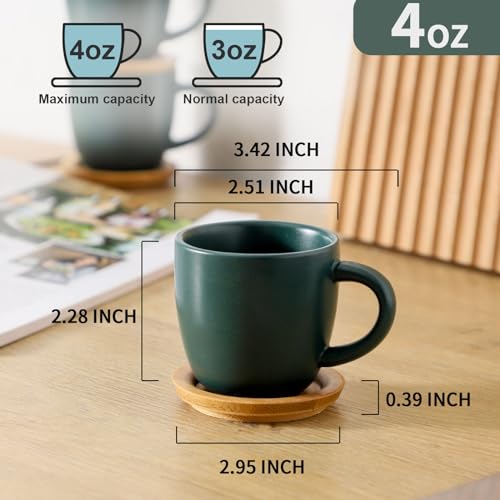 Hasense Stackable Porcelain Mini Espresso Cups And Saucers Set Of 6, 4 Oz Ceramic Small Demitasse Espresso Shots Cups With Lids For Nespresso Lungo thumb #1