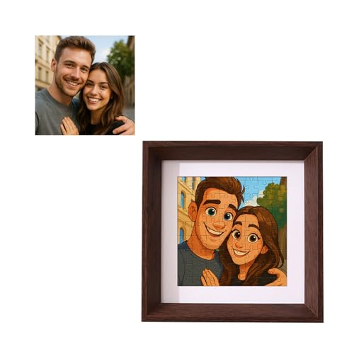 Puzzle photo de dessin animé personnalisé avec cadre | Puzzle personnalisé de votre photo | Original Cartoon Portrait Gift Keepsake
