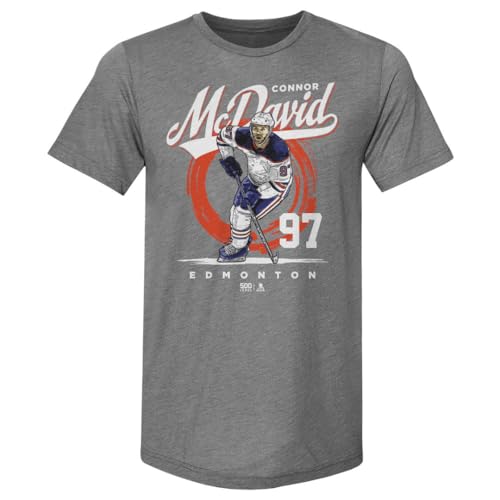 500 LEVEL Connor McDavid Men's Premium T-Shirt - Connor McDavid Edmonton Brush WHT (Tri Gray, Large)